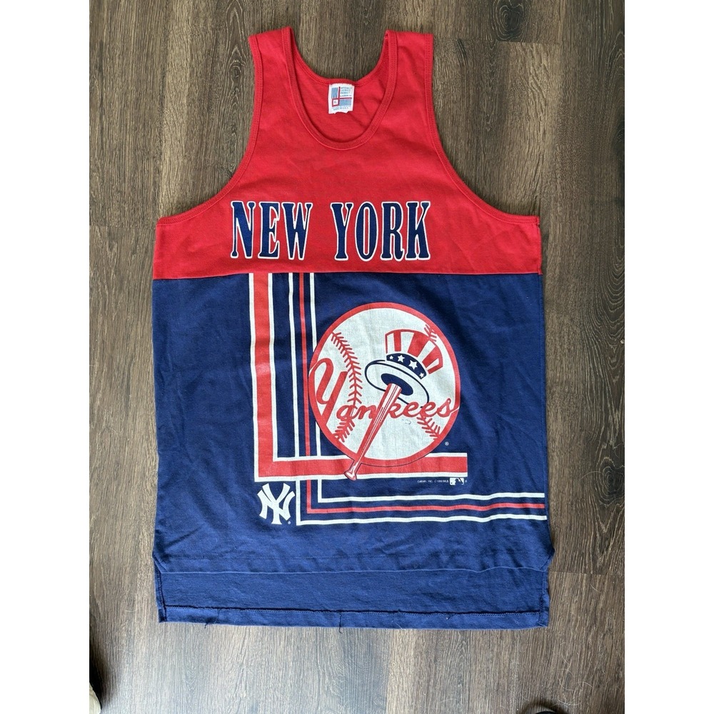 VINTAGE Garan NEW YORK YANKEES XL Tank Top Single Stitch MADE USA DEADSTOCK MINT